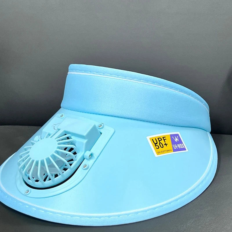 Breathable Cooling Fan Hat Sunscreen Fan Sun Visor Hat Fishing Hat Cooling Peaked Cap Hat Usb Charging Hat Fan for Sport Sunhat